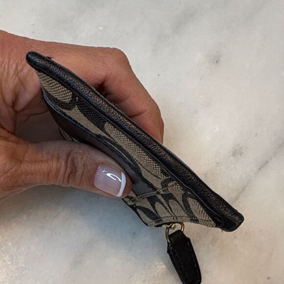 Coach  North South Leather Striped Cardholder Keychain - Picture 10 of 15